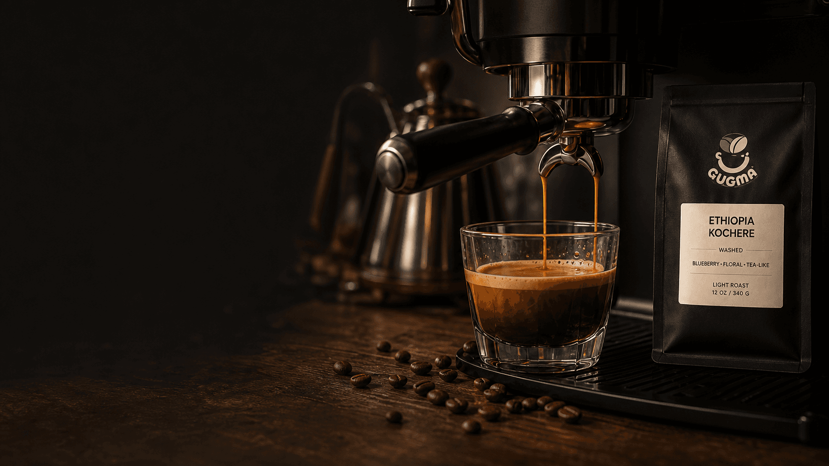 Fresh roasted coffee beans in close detail